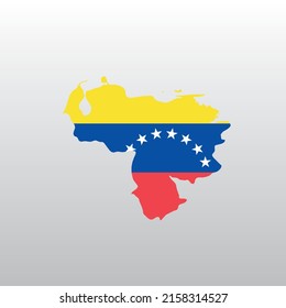 Venezuela national flag in country map silhouette