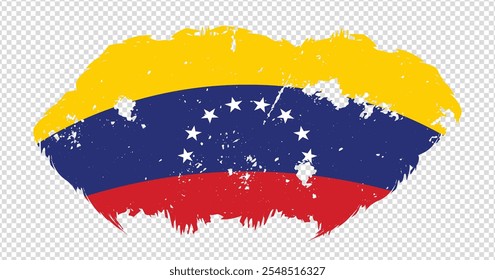 Bandera nacional de Venezuela con efecto de pincel de trazo afligido sobre fondo aislado