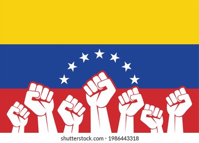 venezuela national flag hands silhouette