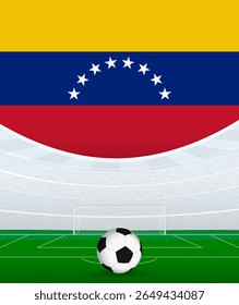 Venezuela National Football Theme, Stadium and Soccer Ball. Soccer Match Concept in Venezuela. Ideal for use in sports event promotions, football themed designs, and tournament advertisements.