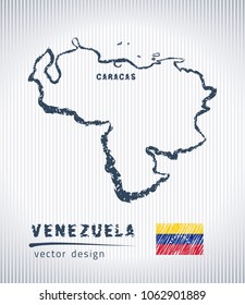 Venezuela national vector drawing map on white background