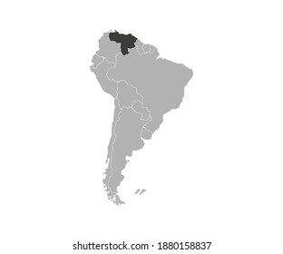 Venezuela on South America map vector. Vector illustration.