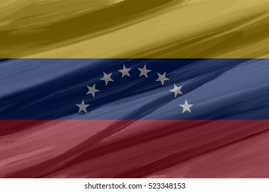  Venezuela painted / drawn vector flag. Dramatic, unusual look. Vector file contains flag and texture layers