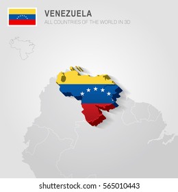 Venezuela painted with flag drawn on a gray map.