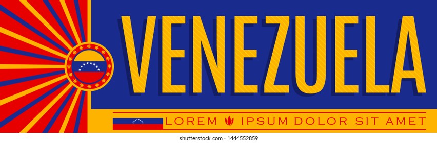 Venezuela Patriotic Banner design, typographic vector illustration, Venezuelan Flag colors