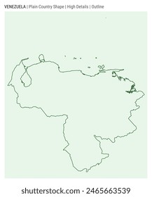 Venezuela plain country map. High Details. Outline style. Shape of Venezuela. Vector illustration.