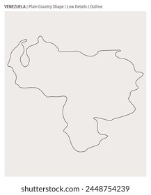 Venezuela plain country map. Low Details. Outline style. Shape of Venezuela. Vector illustration.