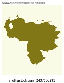 Venezuela plain country map. Medium Details. Solid style. Shape of Venezuela. Vector illustration.