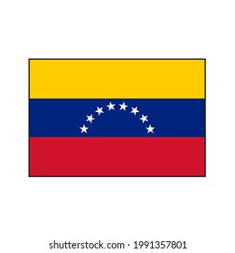 Venezuela Rectangle Flag Vector Icon Button for South American Concepts. 