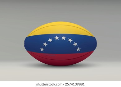 Venezuela rugby ball featuring the national flag design on a gray background