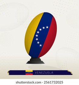 Venezuela Rugby Ball on Rugby Kicking Tees with Modern Design. Illustration perfect for sports, national pride, and rugby-related projects.