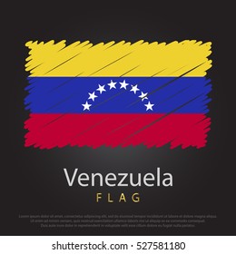 Venezuela scribbled flag. hand drawn lines in Vector Format on Gray Background. Vector illustration eps 10.