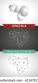 Venezuela. set graphic vector maps of Venezuela, polygonal, grey, mosaic, triangle illustrations
