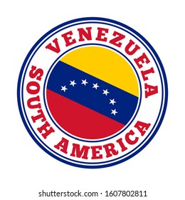Venezuela sign. Round country logo with flag of Venezuela. Vector illustration.