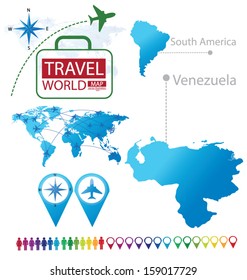 Venezuela. south america. World Map. Travel vector Illustration.