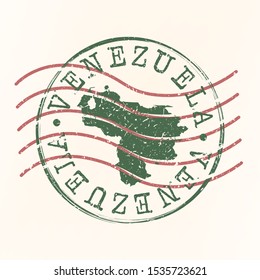 Venezuela Stamp Postal. Map Silhouette Seal. Passport Round Design. Vector Icon. Design Retro Travel.
