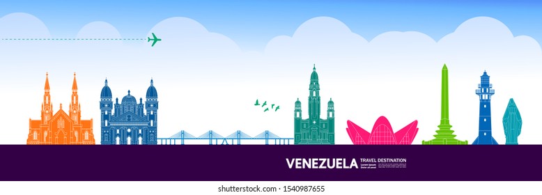 Venezuela travel destination grand vector illustration.