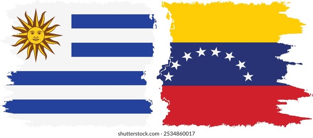 Venezuela y Uruguay grunge enarbolan conexión, Vector