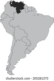 Venezuela vector map isolated on white background with borders of South America