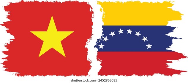 Venezuela and Vietnam grunge flags connection, vector