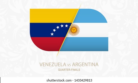 Venezuela vs Argentina, Quarter-finals of Football competition. Vector illustration.