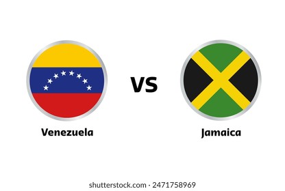 Venezuela vs Jamaica match , isolated on white background 