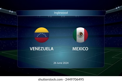 Venezuela vs México. Torneo de fútbol americano 2024, marcador de fútbol transmitido Plantilla gráfica