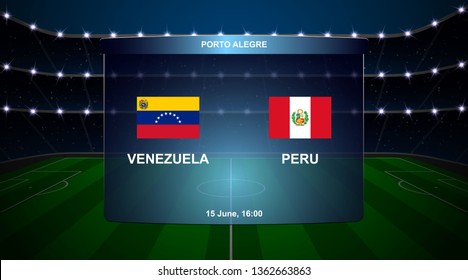 Venezuela vs Peru football scoreboard broadcast graphic soccer template