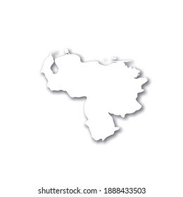 Venezuela - white 3D silhouette map of country area with dropped shadow on white background. Simple flat vector illustration.