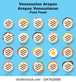 Venezuelan fast food Arepas stuffed Vector Illustration