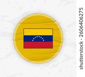 Venezuelan Flag in a Circular Emblem Design, Abstract Round Sticker Illustration. This high-quality vector graphic is perfect for use in patriotic designs, international events, sport competitions.