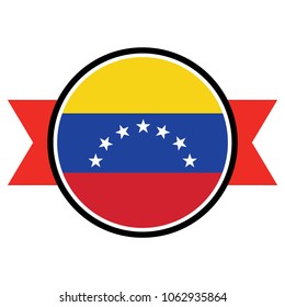 Venezuelan flag in glossy round button of icon. flag logo of Venezuelan emblem isolated on white background, Venezuelan national concept sign, Vector illustration.