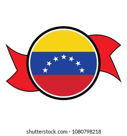 Venezuelan flag in glossy round button of icon. flag logo of Venezuelan emblem isolated on white background, Venezuelan national concept sign, Vector illustration.