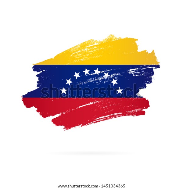 Venezuelan flag. Vector illustration on white\
background. Brush strokes drawn by\
hand.