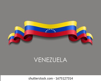 Venezuelan flag wavy ribbon background. Vector illustration.