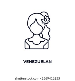 venezuelan outline icon. Linear vector from people concept. Thin line venezuelan icon isolated on white background