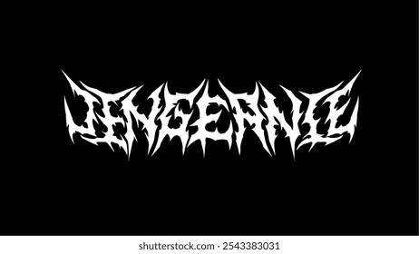 Vengeance, a bold jagged vector typography design with sharp edges, capturing raw power and dark intensity