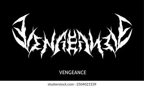 Vengeance text typography metal style font vector illustration dark lettering