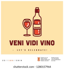 Veni Vidi Vino Wine Poster Design