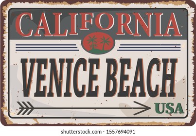 VENICE BEACH CALIFORNIA vintage poster vector illusttration on a white background