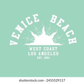 Venice beach college slogan vector illustration for t-shirt and other uses