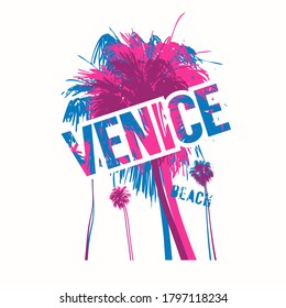 Venice beach colorful vector graphic t-shirt design, poster, print.