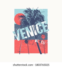 Venice beach colorful vector graphic t-shirt design, poster, print.