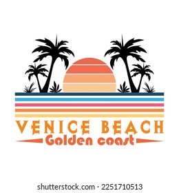 VENICE BEACH Golden coast vector t shirt 