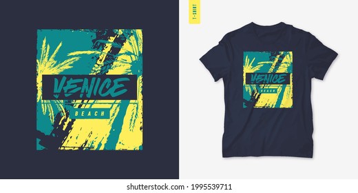 Venice beach graphic t-shirt design, vector illustration.