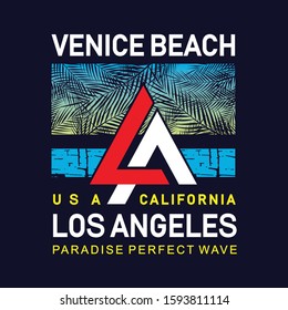 Venice Beach Limited Edition Typography Design, For T-shirt Printing, Vector Illustration and Stock Vector