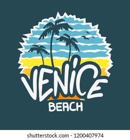 Venice Beach Los Angeles California  Label Sign  Logo Hand Drawn Lettering Modern Calligraphy for t shirt or sticker Vector Image