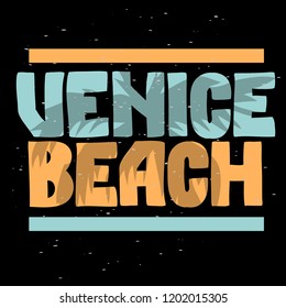 Venice Beach Los Angeles California Palm Tree  Label Sign  Logo Hand Drawn Lettering Modern Calligraphy for t shirt or sticker Vector Image