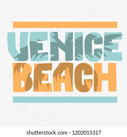 Venice Beach Los Angeles California Palm Tree  Label Sign  Logo Hand Drawn Lettering Modern Calligraphy for t shirt or sticker Vector Image