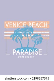 venice beach paradise,t-shirt design fashion vector